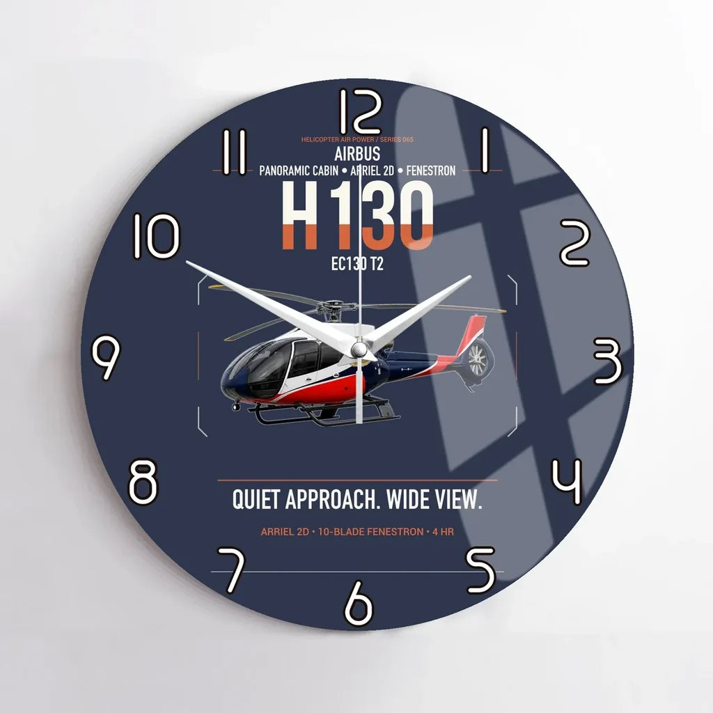 Airbus H130 design on navy blue no frame wall clock