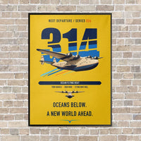 Thumbnail for Boeing 314 Clipper vertical canvas print - framed - yellow background