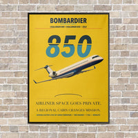 Thumbnail for Bombardier Challenger 850 vertical canvas print - framed - yellow background