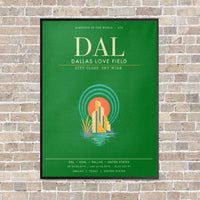 Thumbnail for Dallas Love Field DAL - Canvas Framed - Green