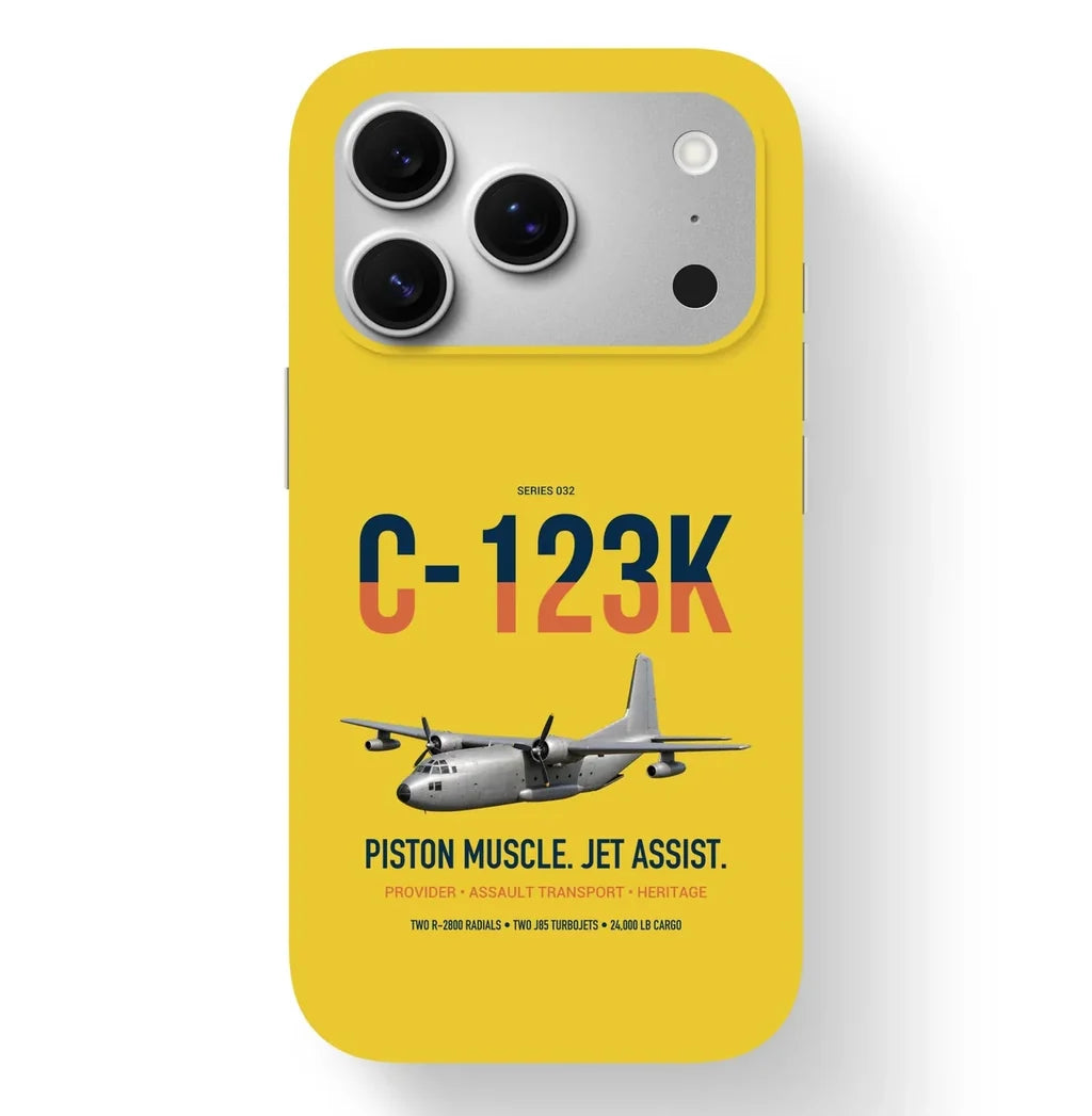 C-123K Provider design on yellow magsafe iphone case, for iPhone 17 Pro