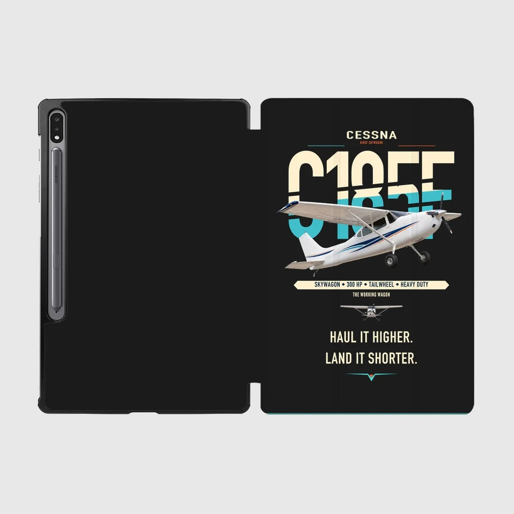 Cessna A185F Skywagon design on black samsung tablet tablet case