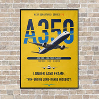 Thumbnail for Airbus A350-1000 vertical canvas print - framed - yellow background