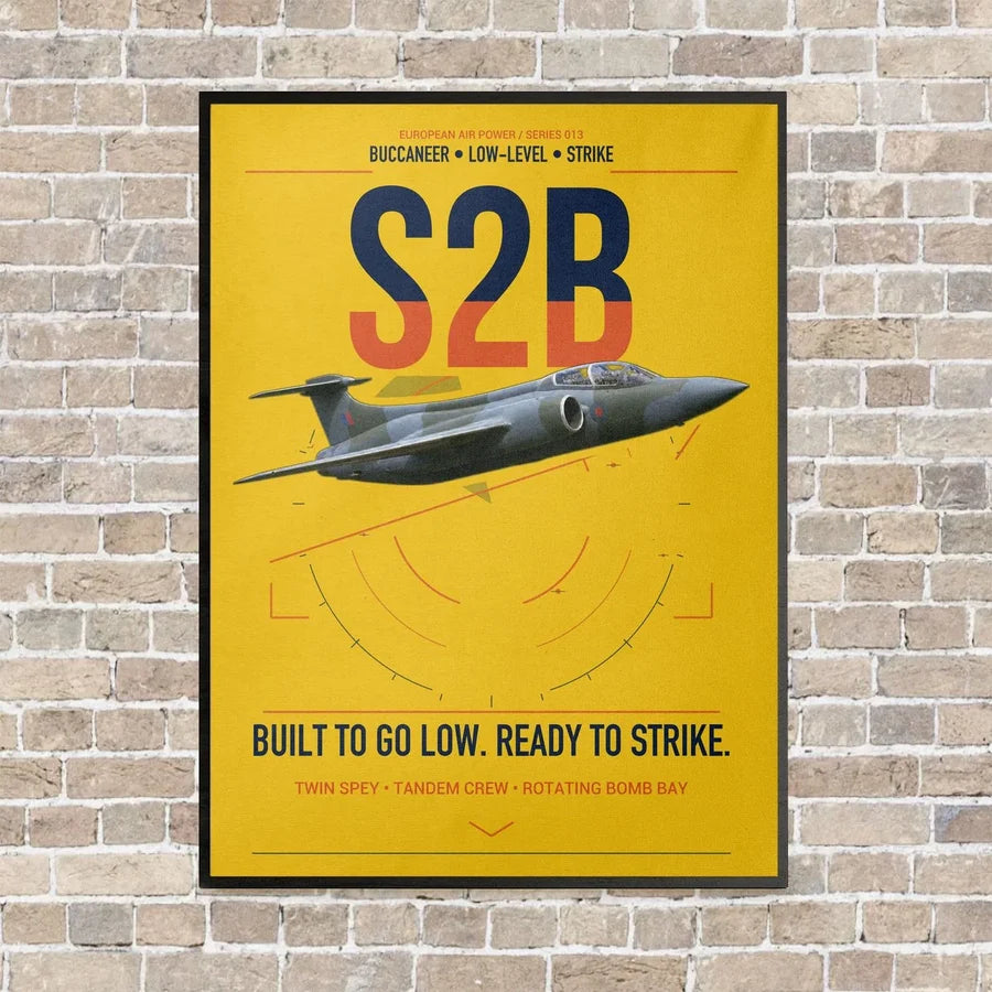 Blackburn Buccaneer S2B vertical canvas print - framed - yellow background