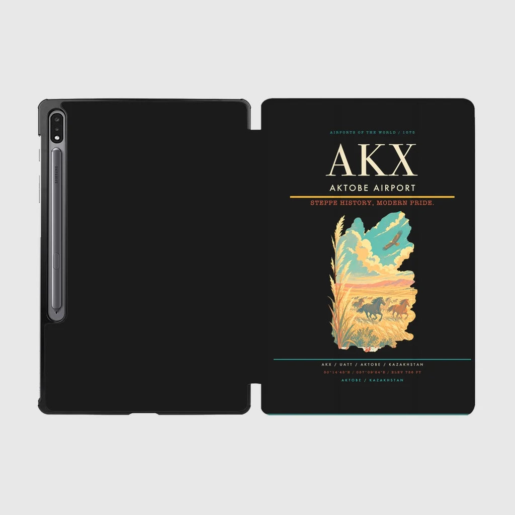 Aktobe Airport (AKX) design on black samsung tablet tablet case