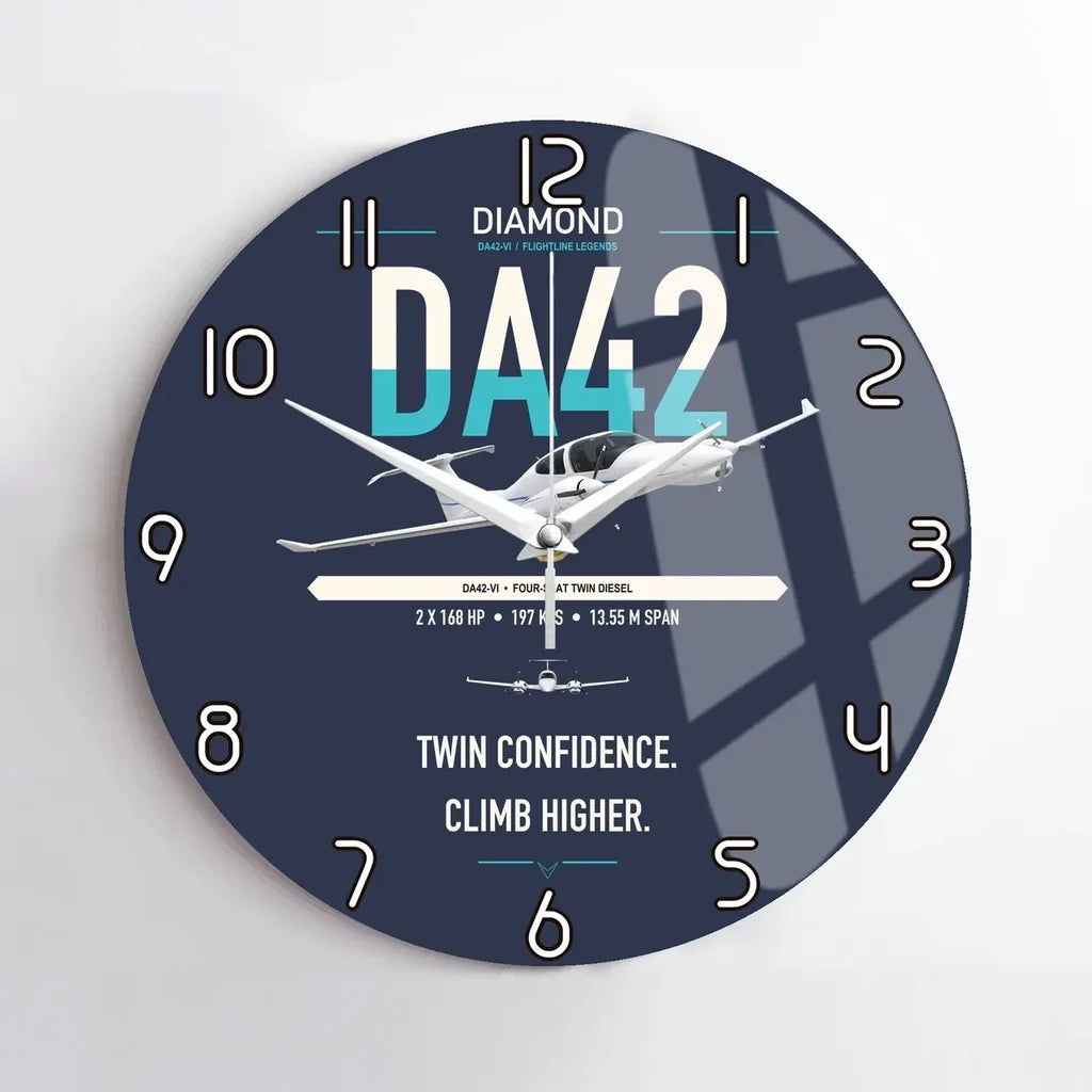Diamond DA42-VI design on navy blue no frame wall clock