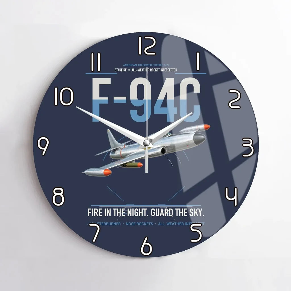 F-94C Starfire design on navy blue no frame wall clock