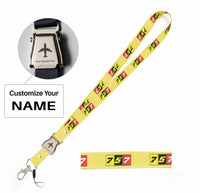 Thumbnail for Flat Colourful 757 seat belt lanyard - yellow with name