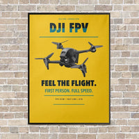 Thumbnail for DJI FPV vertical canvas print - framed - yellow background