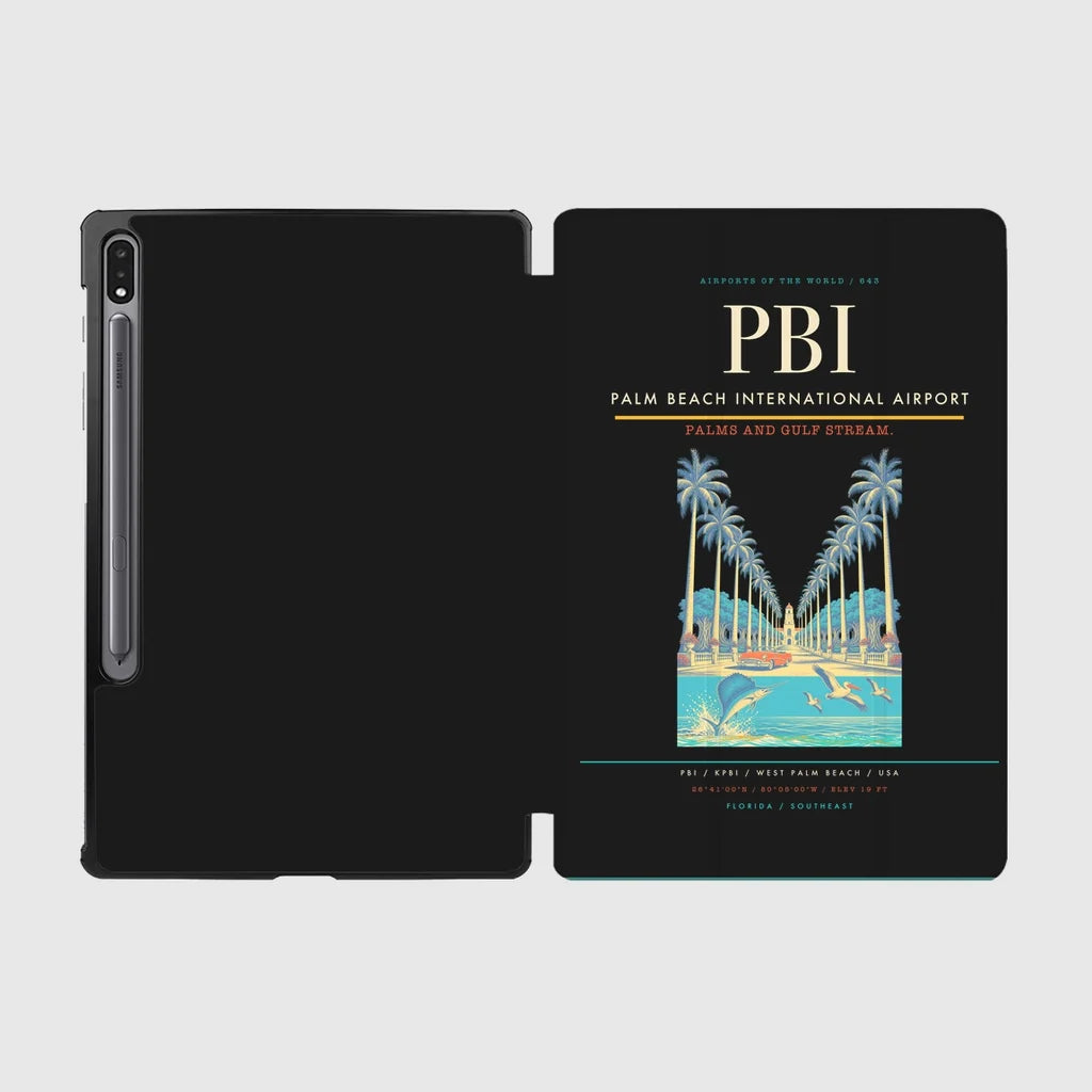 Palm Beach International Airport (PBI) design on black samsung tablet tablet case