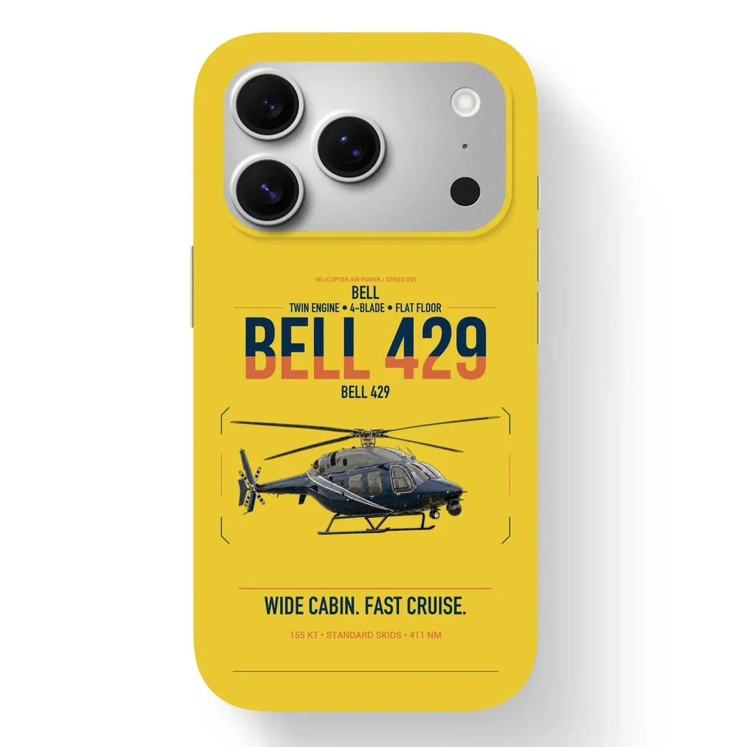 Bell 429 design on yellow magsafe iphone case, for iPhone 17 Pro