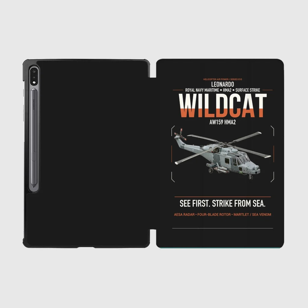 Leonardo AW159 Wildcat HMA2 design on black samsung tablet tablet case