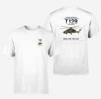 Thumbnail for Turkish Aerospace T129 ATAK Phase 2 design on white t-shirt, double-side print