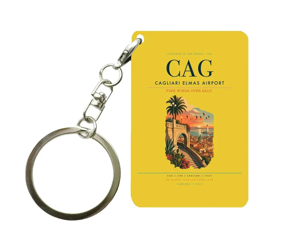 Cagliari Elmas Airport (CAG) design on yellow key chain