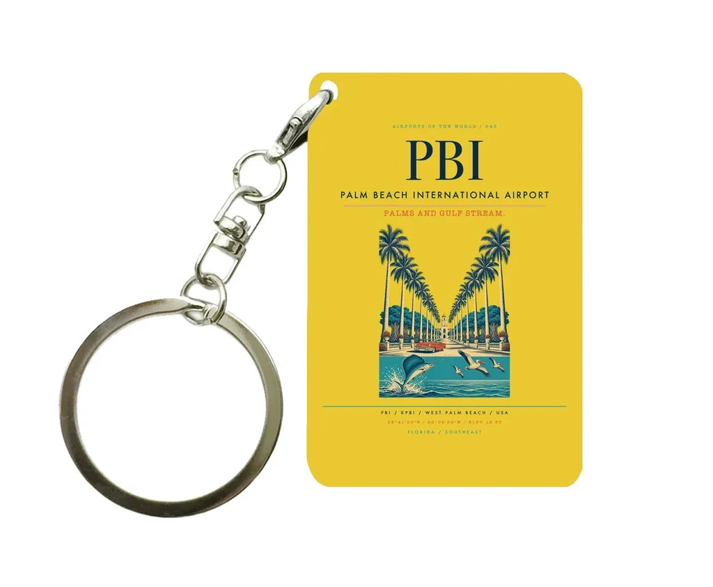 Palm Beach International Airport (PBI) design on yellow key chain