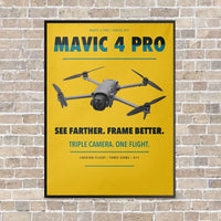 Thumbnail for DJI Mavic 4 Pro vertical canvas print - framed - yellow background