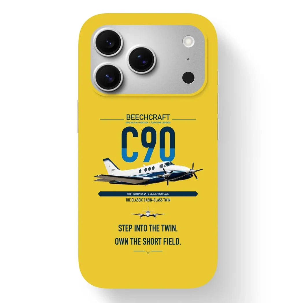 Beechcraft King Air C90 design on yellow magsafe iphone case, for iPhone 17 Pro