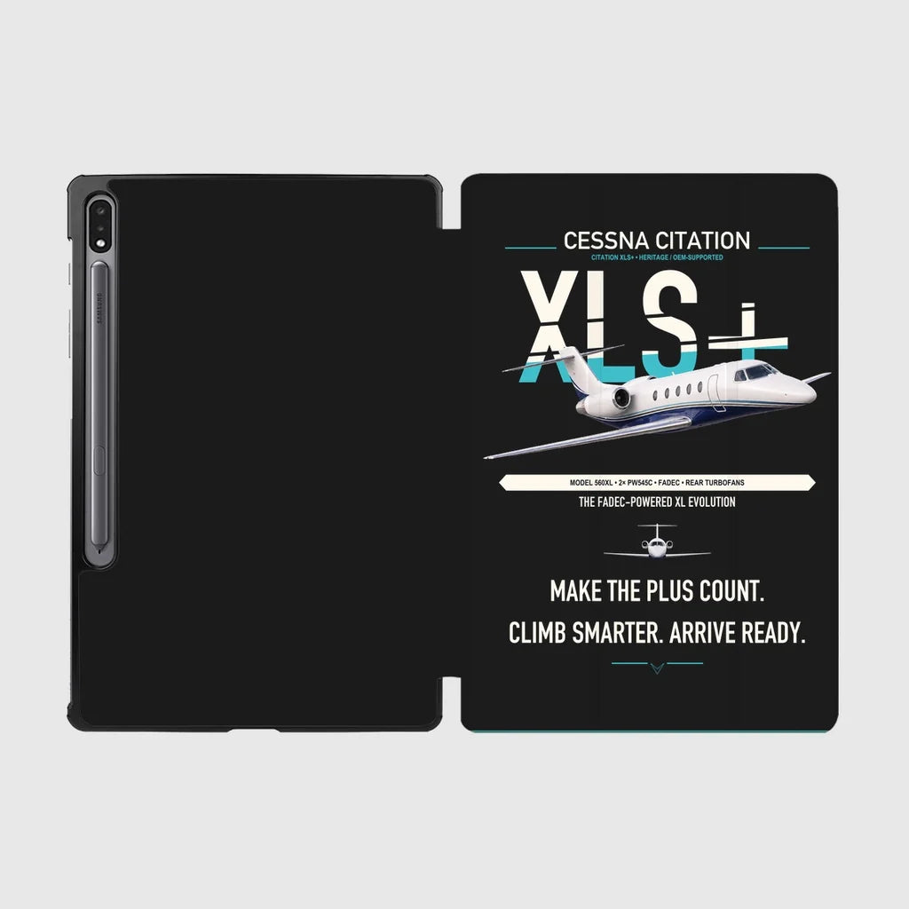 Cessna Citation XLSPlus design on black samsung tablet tablet case