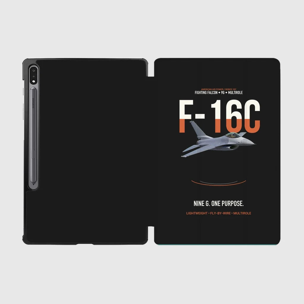 F-16C Fighting Falcon Nine G One Purpose design on black samsung tablet tablet case