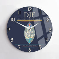 Thumbnail for Djerba-Zarzis International Airport (DJE) design on navy blue no frame wall clock
