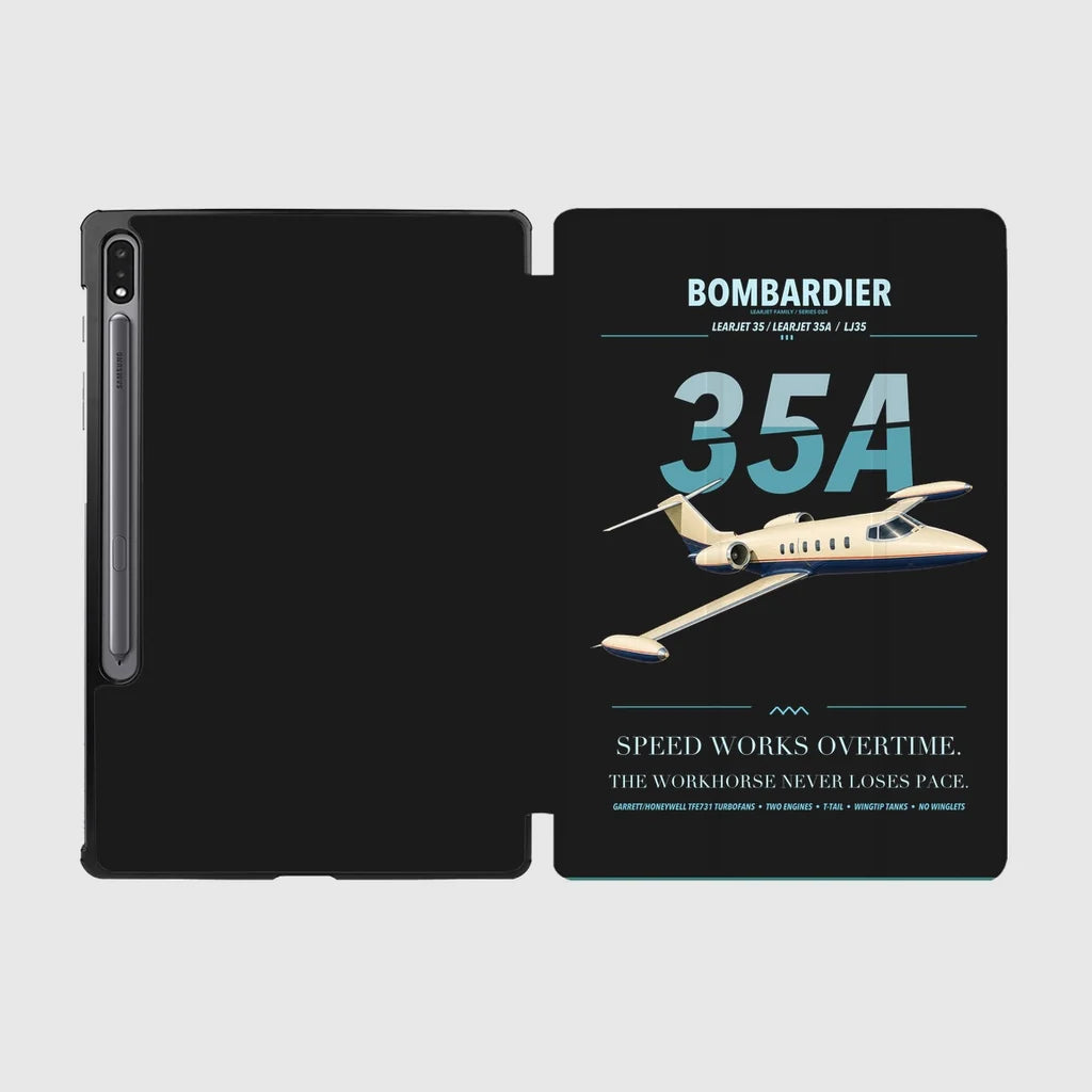 Bombardier Learjet 35A design on black samsung tablet tablet case