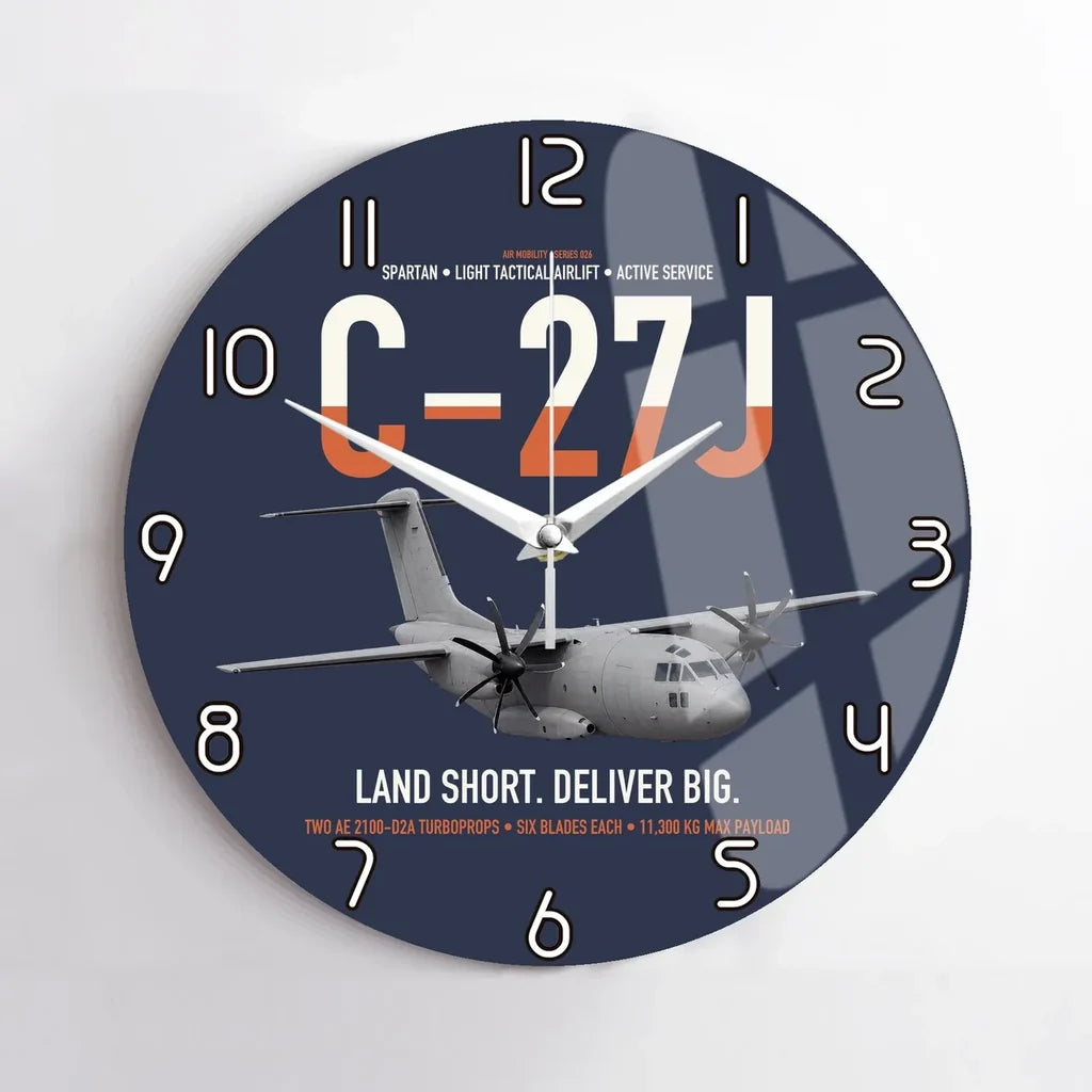 C-27J Spartan design on navy blue no frame wall clock