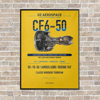 Thumbnail for CF6-50 vertical canvas print - framed - yellow background