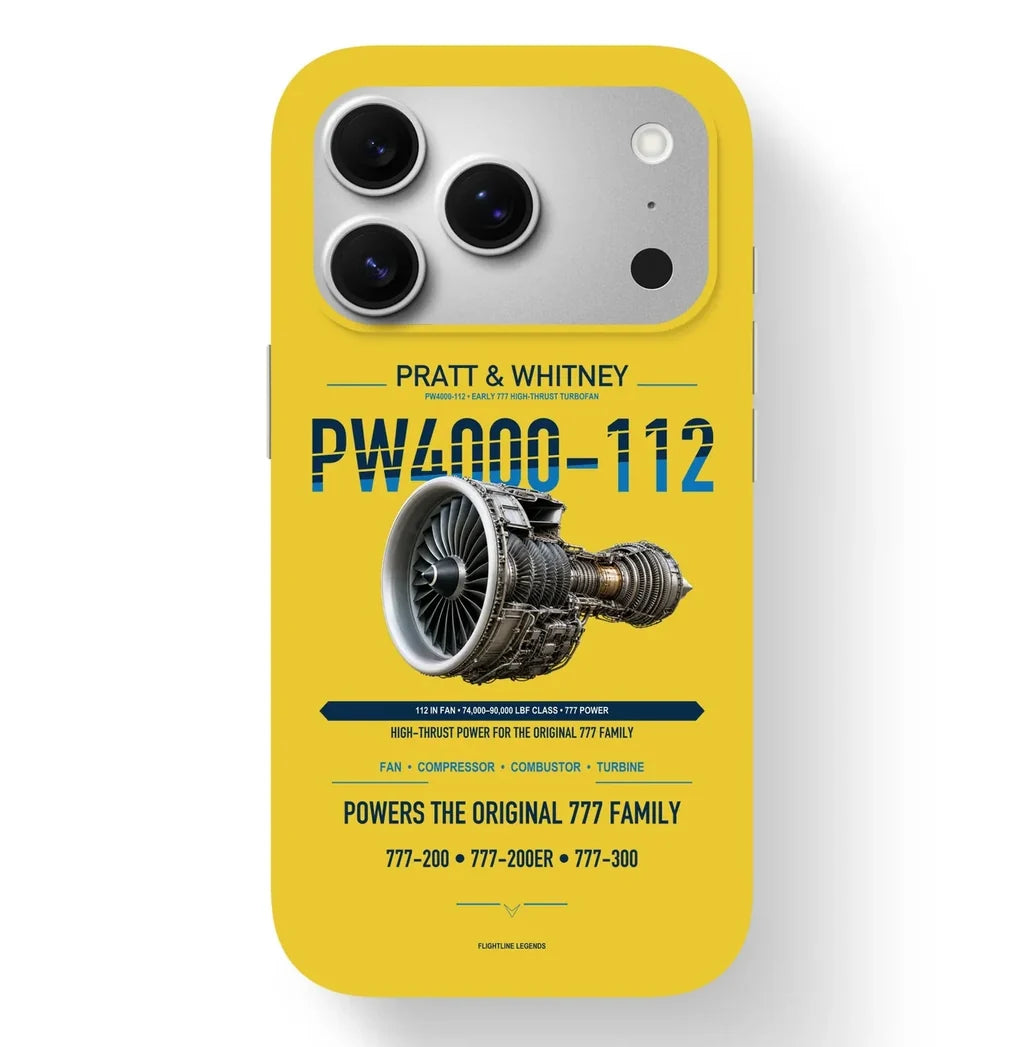 PW4000-112 Case design on yellow iphone case