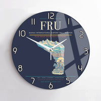 Thumbnail for Manas International Airport (FRU) design on navy blue no frame wall clock