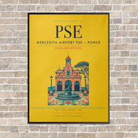 Thumbnail for Mercedita Airport PSE — Ponce vertical canvas print - framed - yellow background