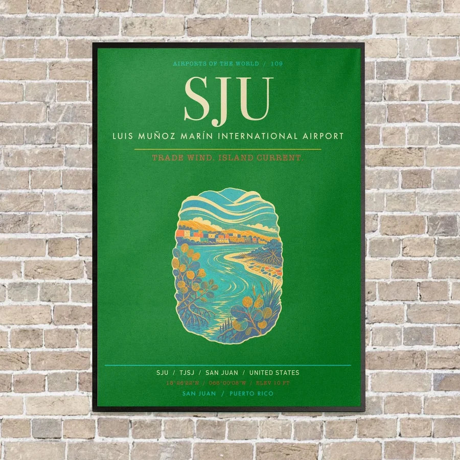 Luis Munoz Marin International Airport San Juan SJU - Canvas Framed - Green