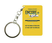 Thumbnail for Cessna Citation Encore+ design on yellow designed key chain, double-side print
