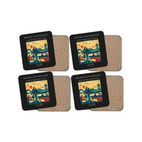 Thumbnail for The First Light Preflight - Designed Coasters design on black 4-pieces-set
