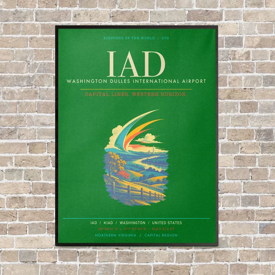 Washington Dulles International Airport IAD - Canvas Framed - Green
