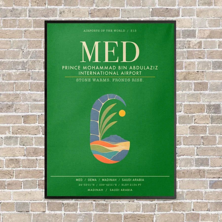 Prince Mohammad Bin Abdulaziz International Airport MED - Canvas Framed - Green