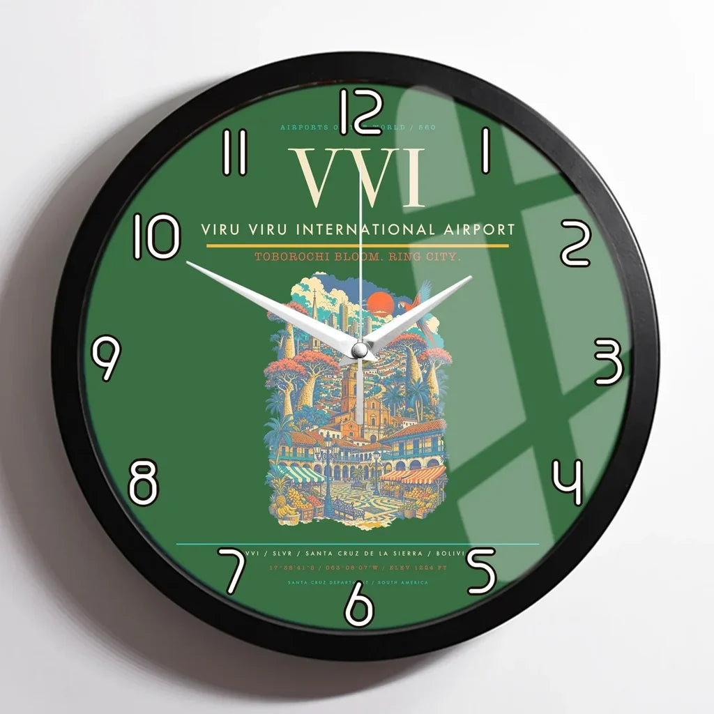 Viru Viru International Airport VVI Wall-Clock Framed - Green