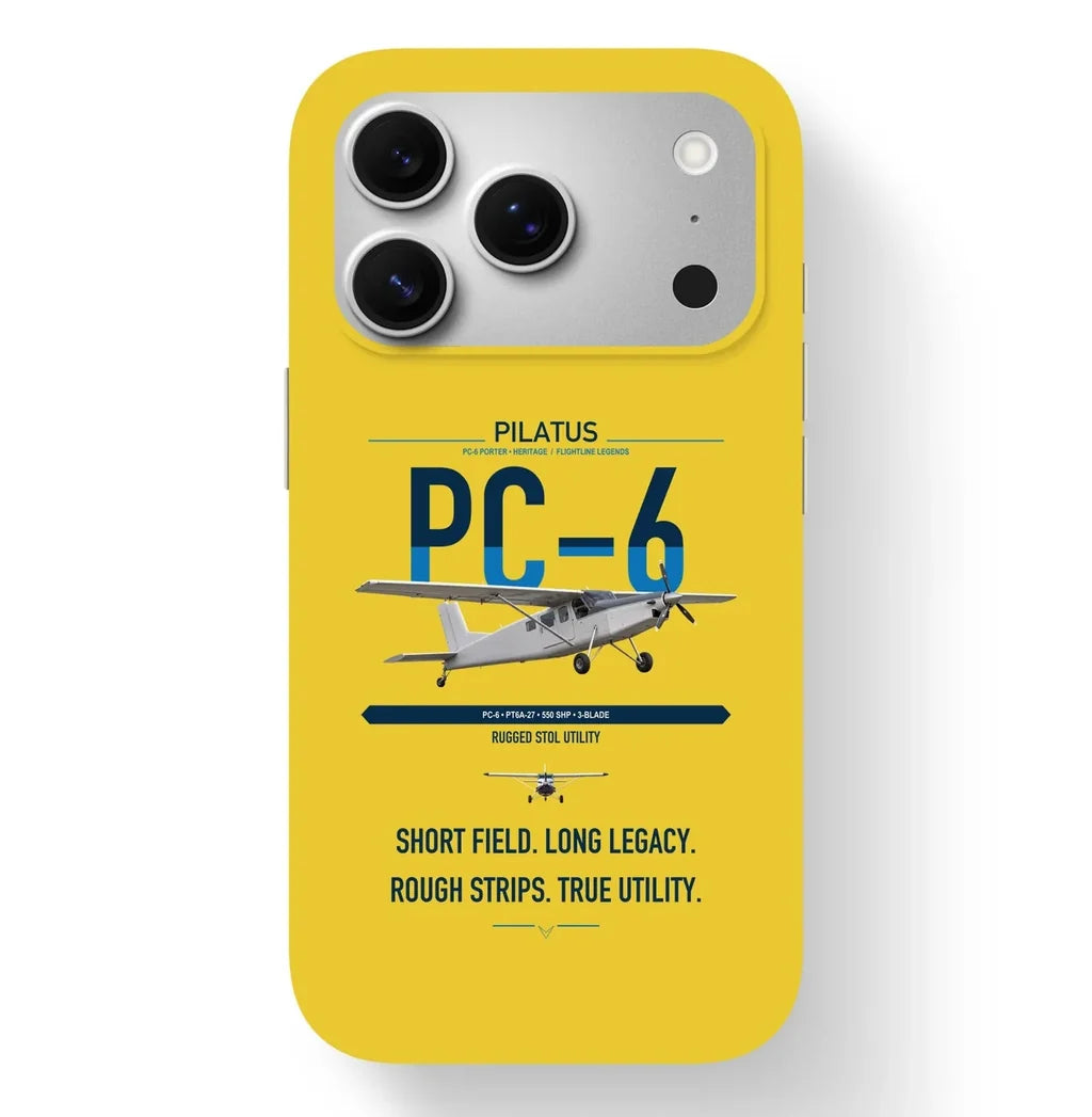 Pilatus PC-6 Porter design on yellow magsafe iphone case, for iPhone 17 Pro