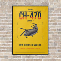 Thumbnail for Boeing CH-47D vertical canvas print - framed - yellow background
