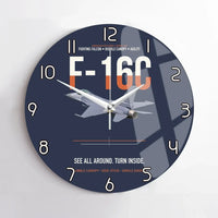 Thumbnail for F-16C Fighting Falcon See All Around Turn Inside design on navy blue no frame wall clock