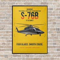 Thumbnail for Sikorsky S-76B vertical canvas print - framed - yellow background
