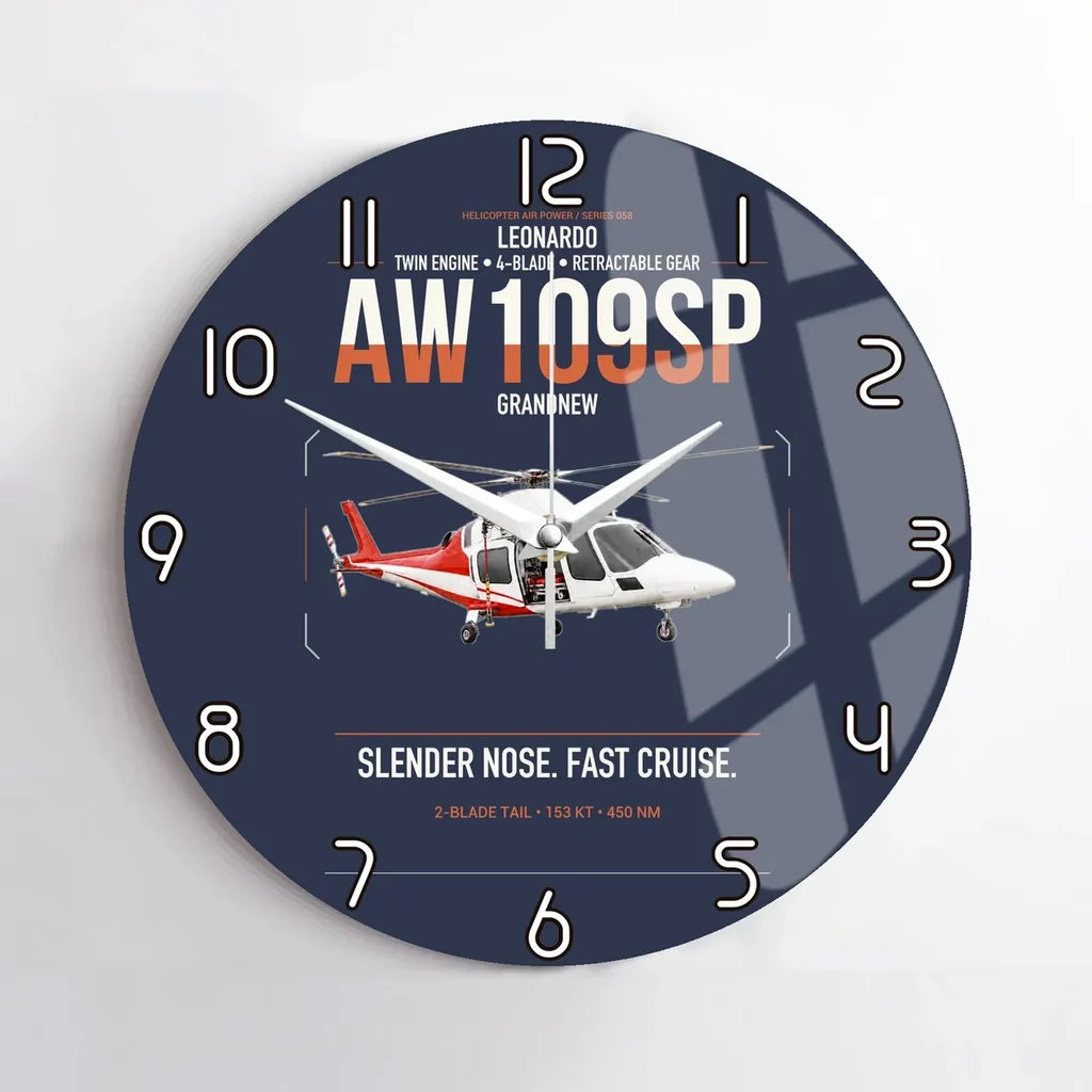 Leonardo AW109SP GrandNew design on navy blue no frame wall clock