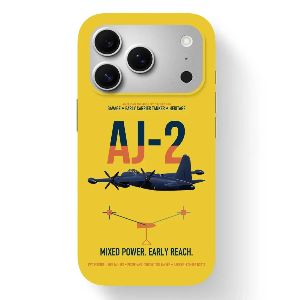 AJ-2 Savage Tanker design on yellow magsafe iphone case, for iPhone 17 Pro