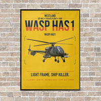 Thumbnail for Westland Wasp HAS1 vertical canvas print - framed - yellow background