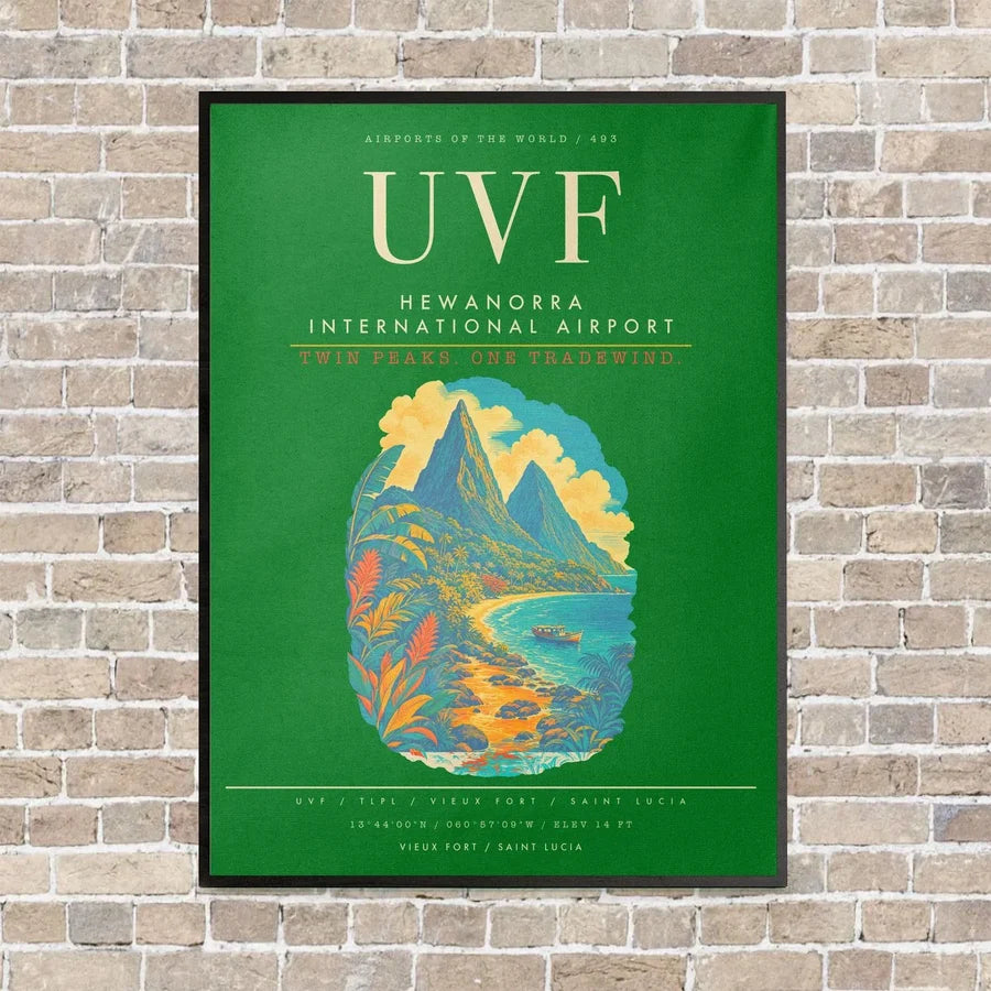 Hewanorra International Airport UVF - Canvas Framed - Green
