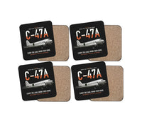 Thumbnail for C-47A Skytrain design on black 4 pieces set coaster