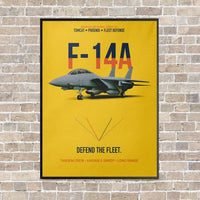 Thumbnail for F-14A Tomcat Defend The Fleet vertical canvas print - framed - yellow background