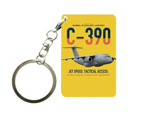 Thumbnail for C-390 Millennium design on yellow designed key chain, double-side print