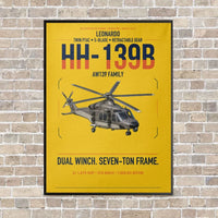 Thumbnail for Leonardo HH-139B vertical canvas print - framed - yellow background