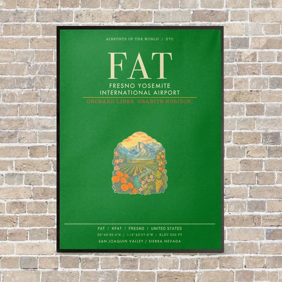 Fresno Yosemite International Airport FAT - Canvas Framed - Green