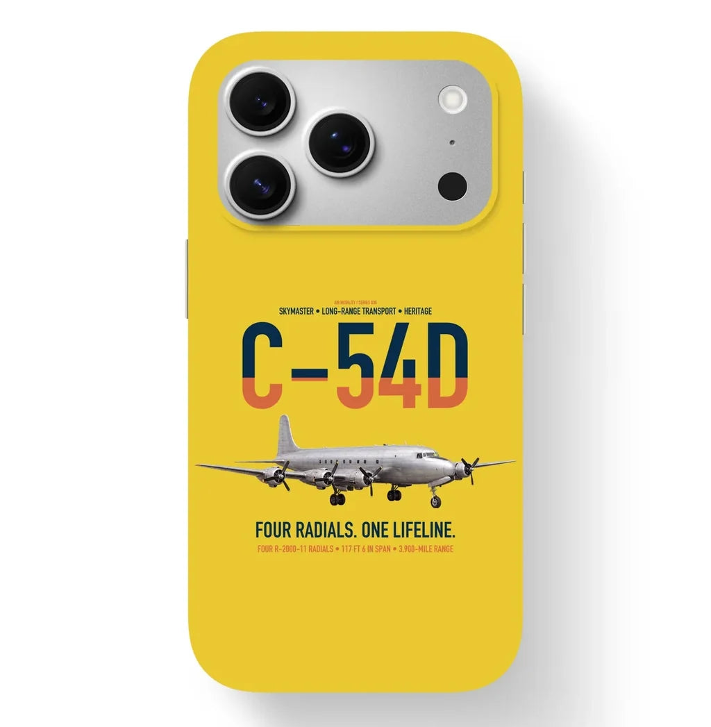 C-54D Skymaster design on yellow magsafe iphone case, for iPhone 17 Pro
